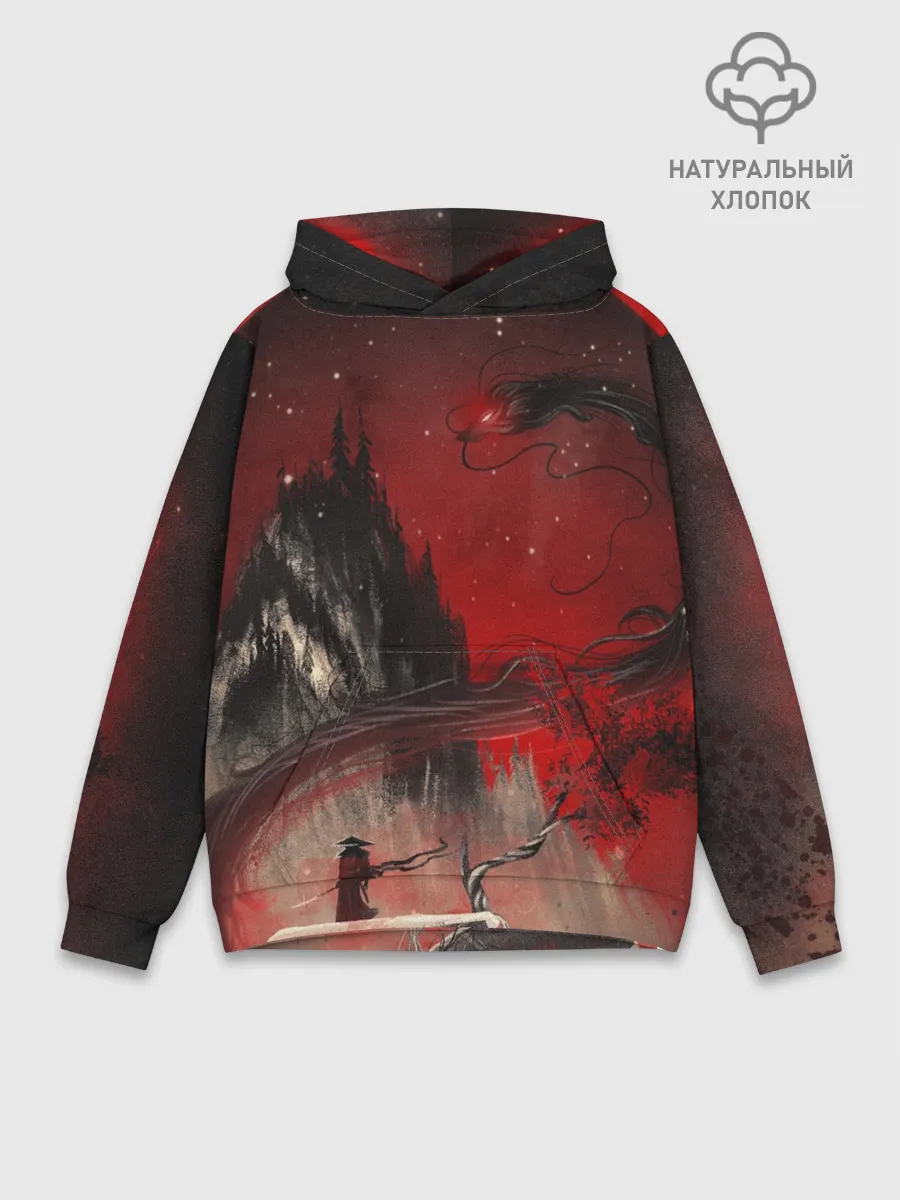 Худи мужской база хлопок / ЗМЕЙ ДРАКОН 3D