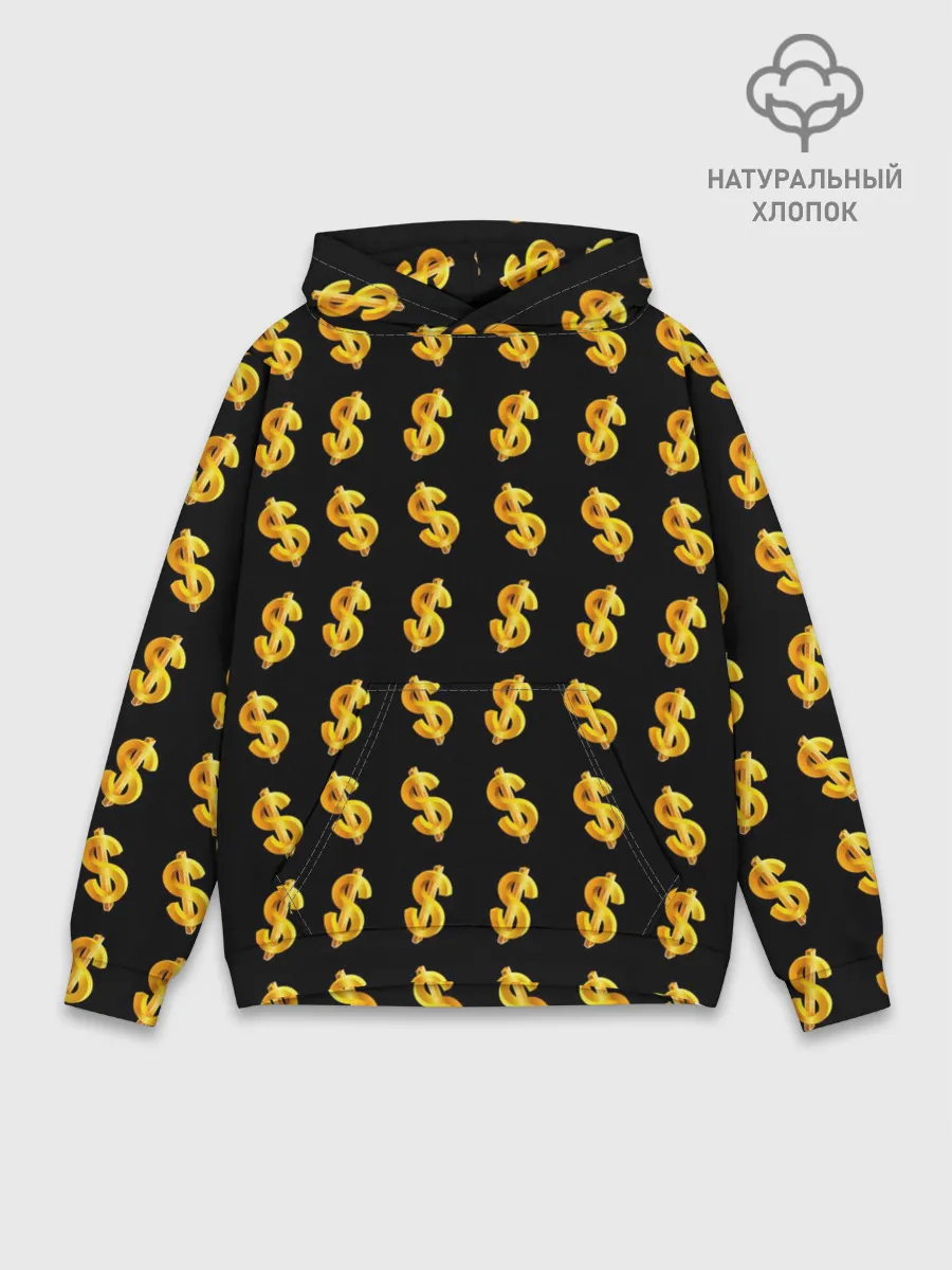 Худи мужской база хлопок / Доллар золотой