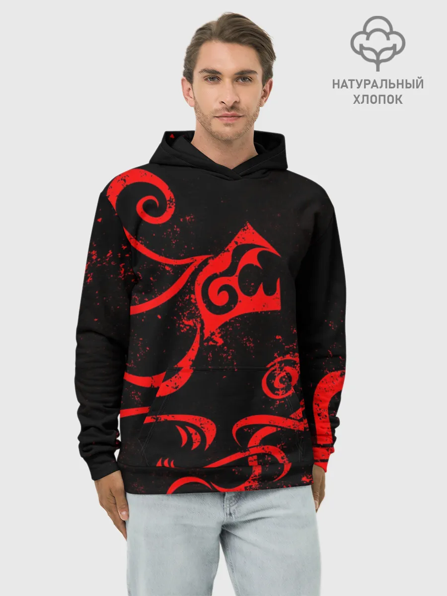Худи мужской база хлопок / ТАТУИРОВКА ДРАКЕНА