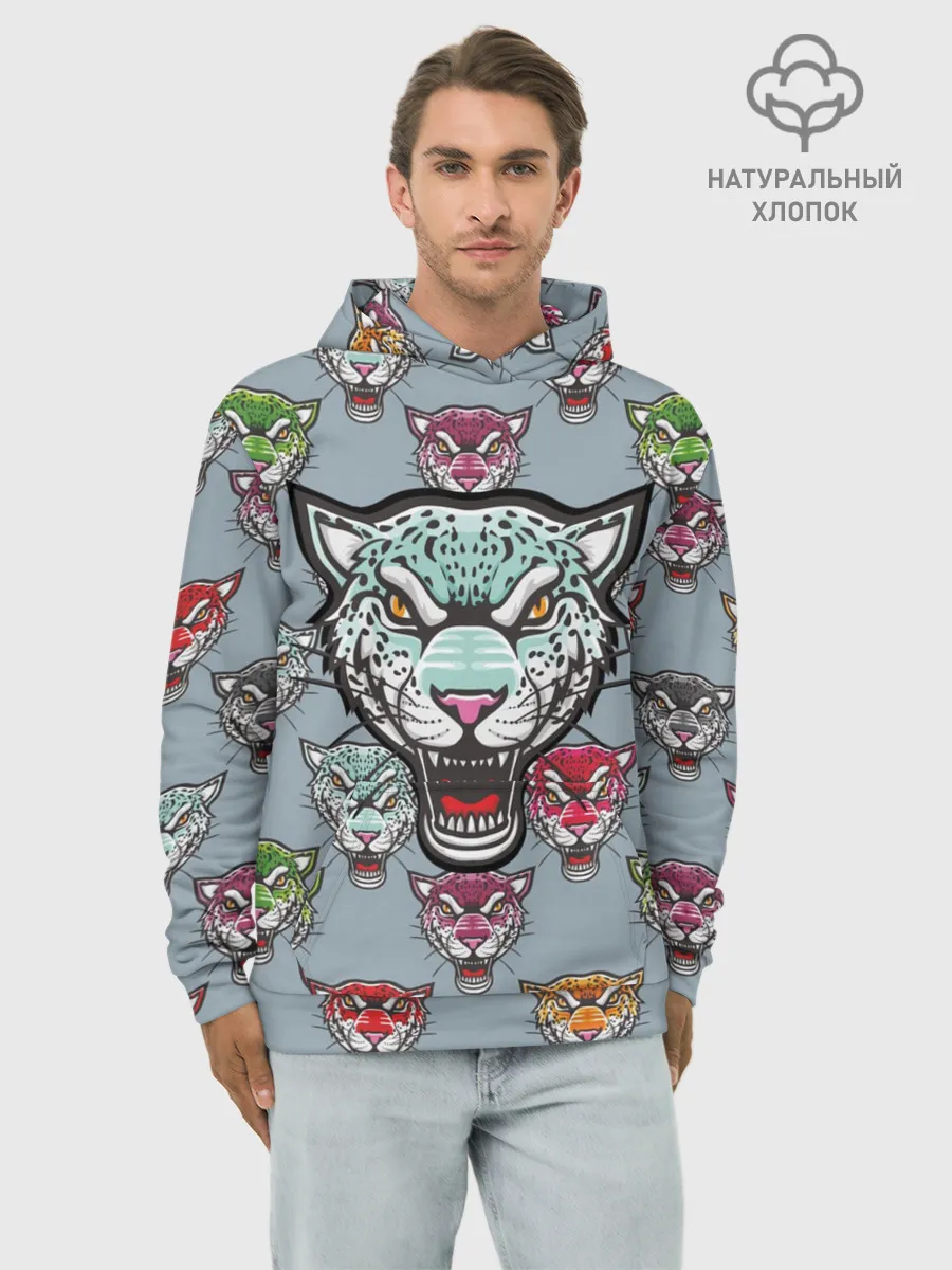 Худи мужской база хлопок / Леопард