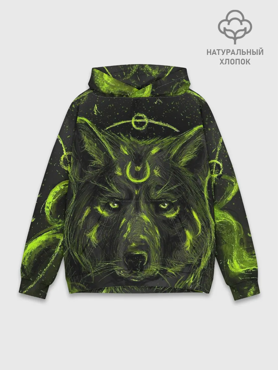 Худи мужской база хлопок / Эзотерический Волк