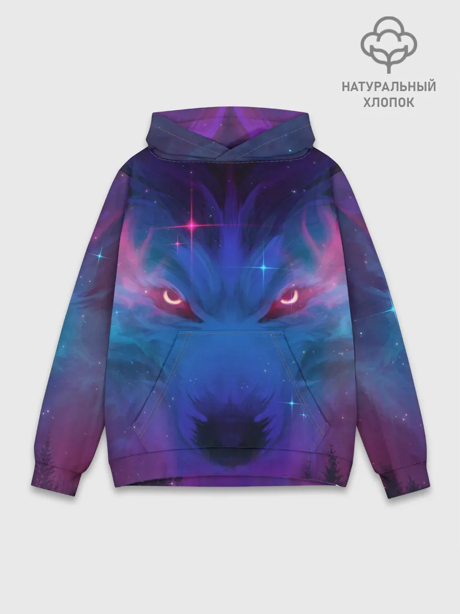 Худи мужской база хлопок / Космо Волк