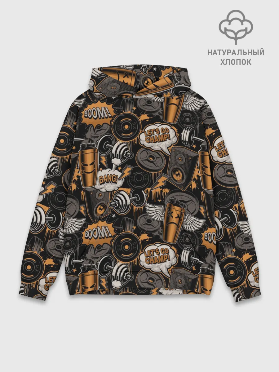 Худи мужской база хлопок / Граффити на спорте