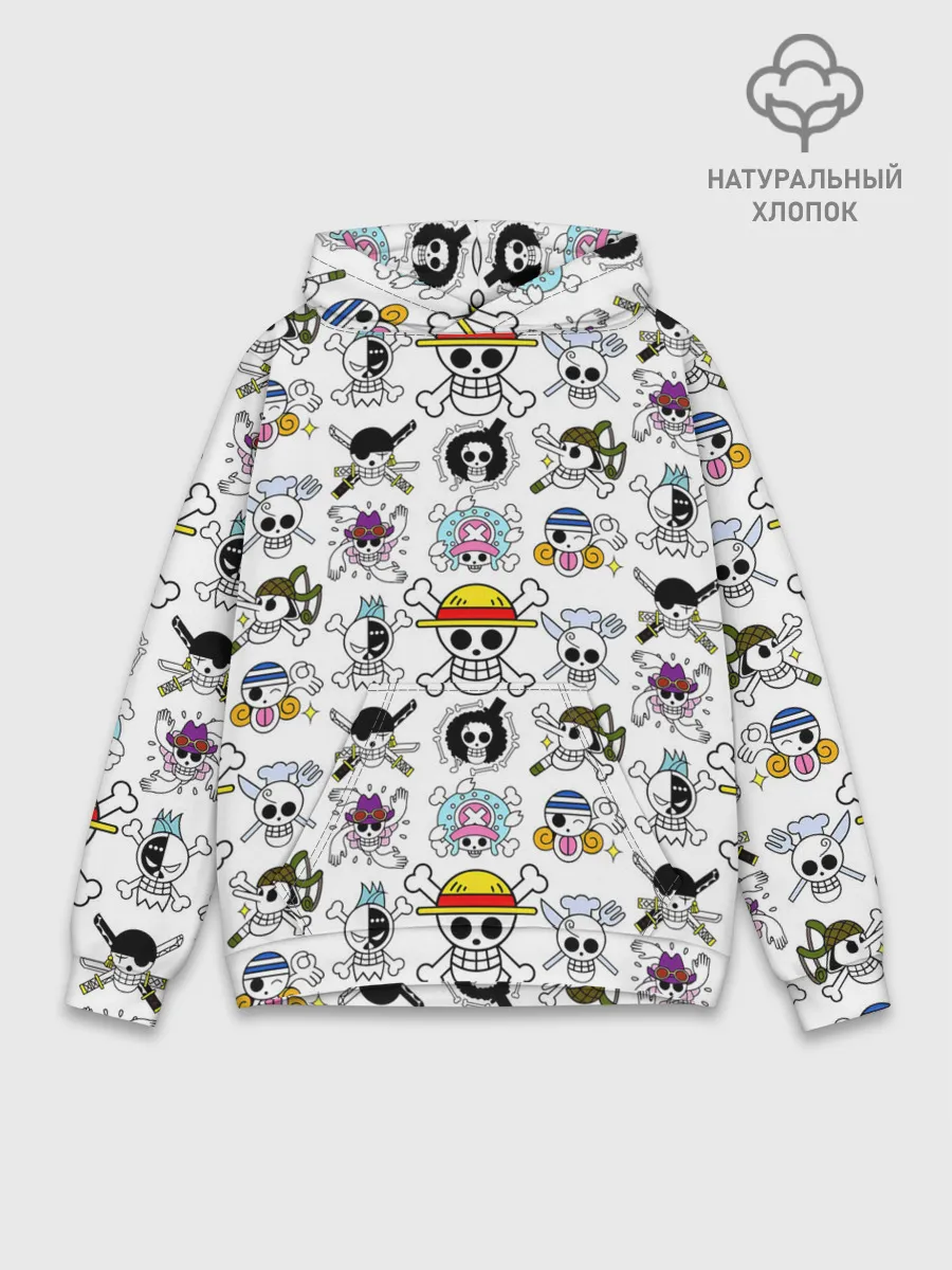 Худи мужской база хлопок / Веселые Роджеры пиратов Соломенной Шляпы