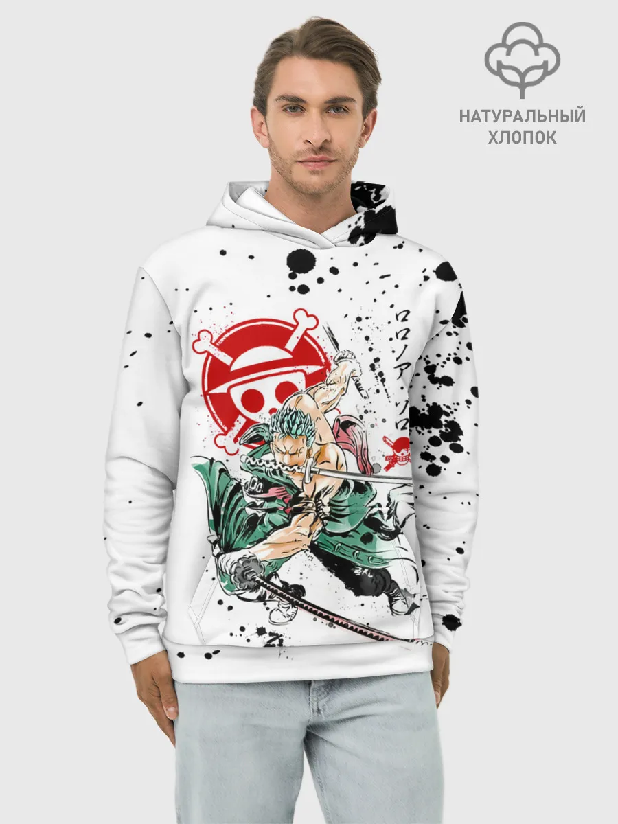 Худи мужской база хлопок / Ророноа Зоро пират Соломенной Шляпы