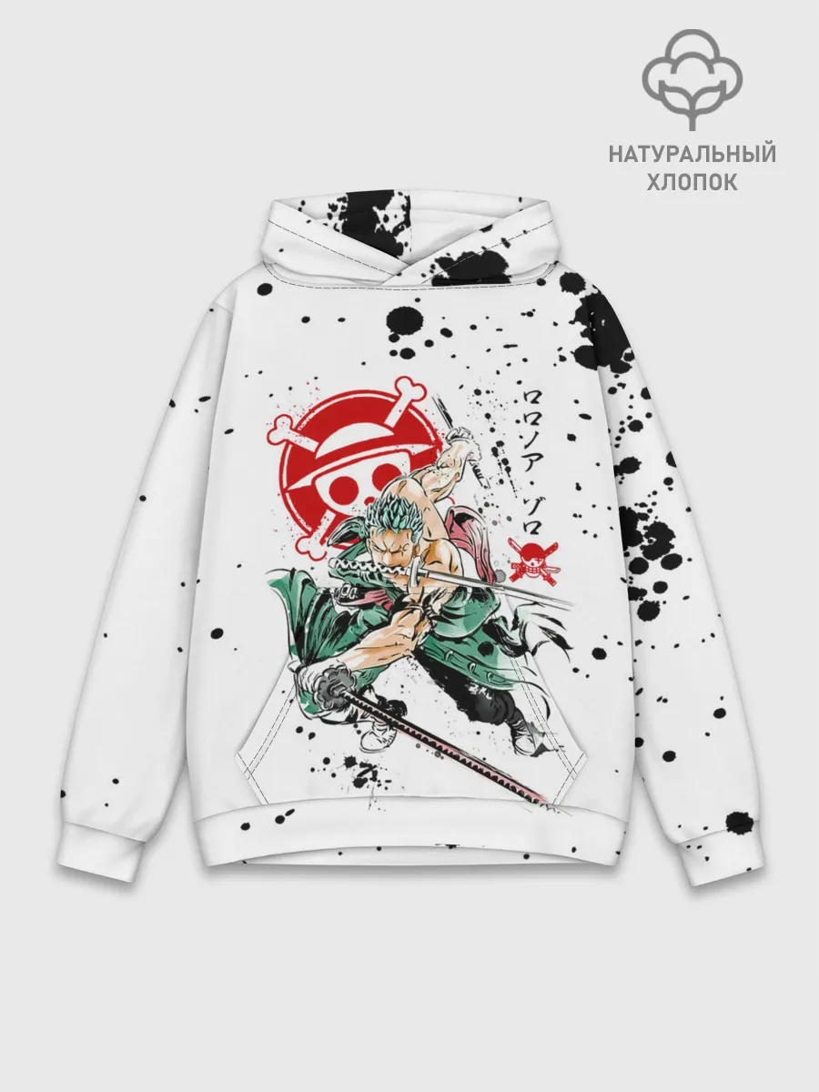 Худи мужской база хлопок / Ророноа Зоро пират Соломенной Шляпы