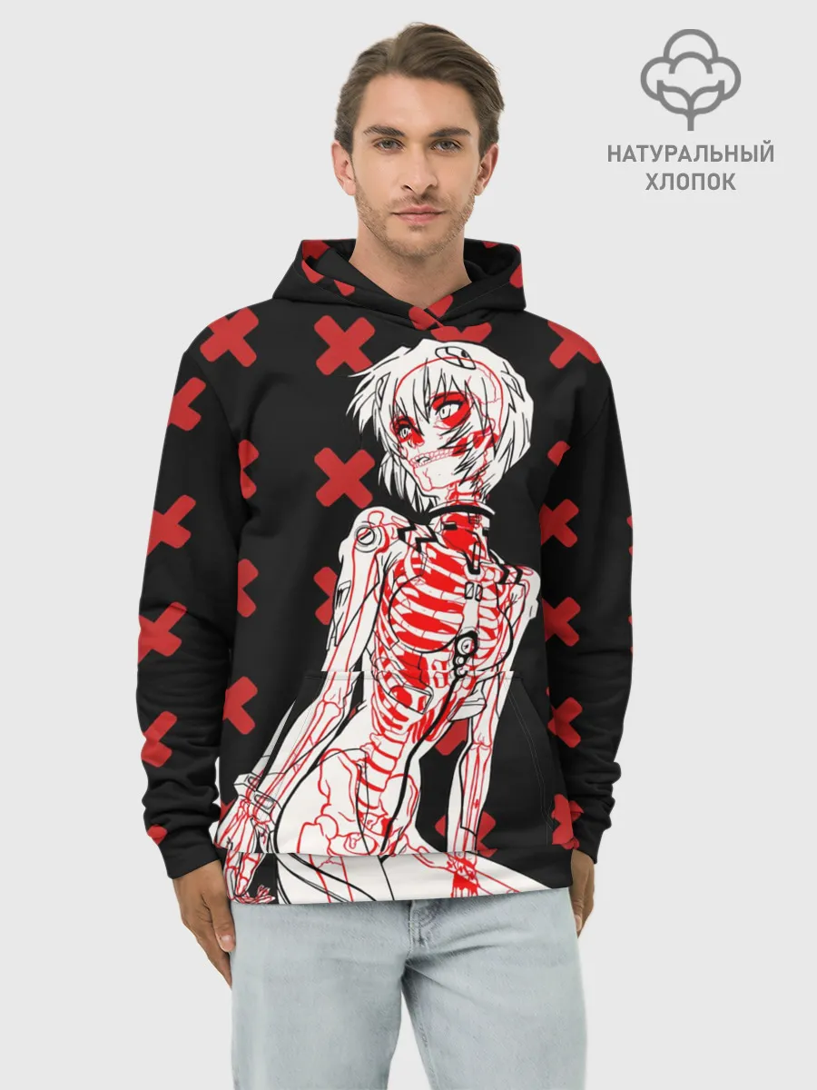 Худи мужской база хлопок / Ева 00 Аянами Рей в X Ray