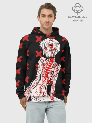 Худи мужской база хлопок / Ева 00 Аянами Рей в X Ray