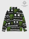 Худи мужской база хлопок / KAWASAKI X MONSTER ENERGY