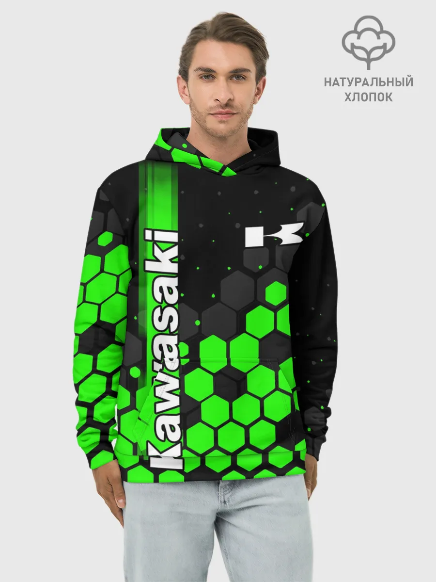 Худи мужской база хлопок / KAWASAKI / КАВАСАКИ