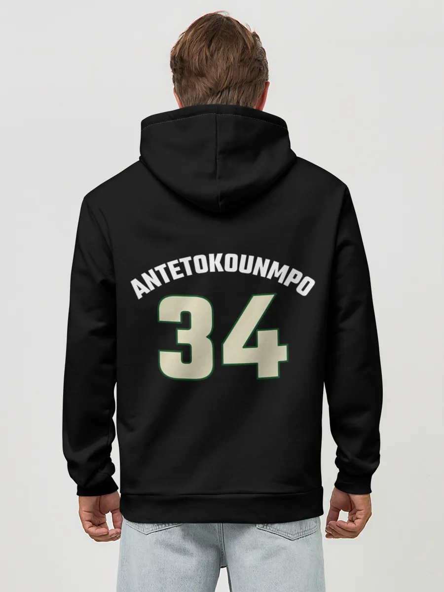 Худи мужской база хлопок / Milwaukee Bucks форма. Яннис Адетокумбо