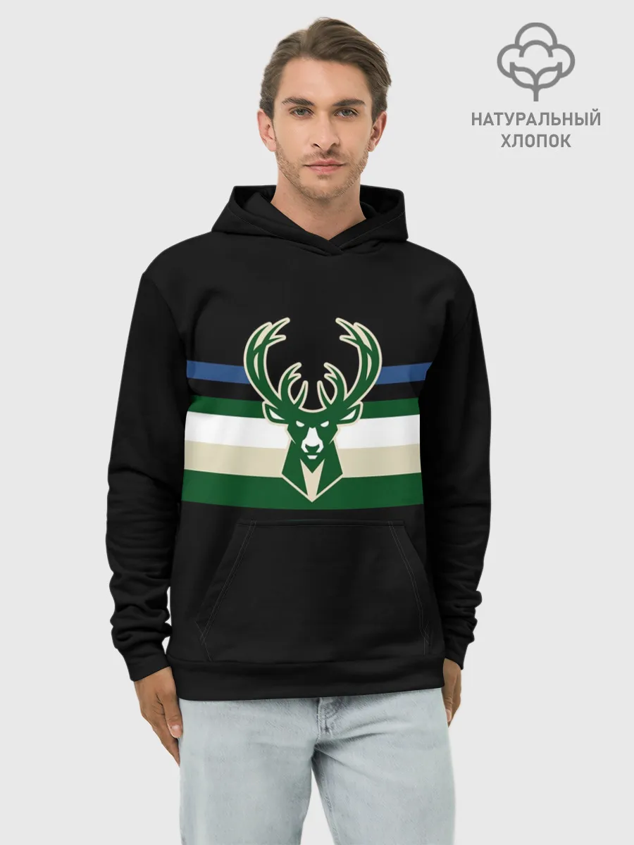 Худи мужской база хлопок / Milwaukee Bucks форма. Statement Edition