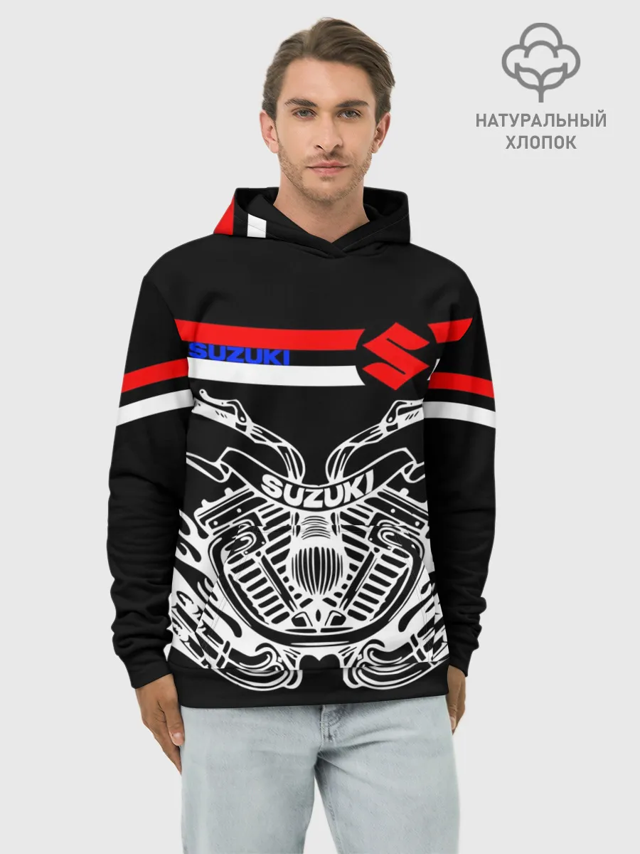 Худи мужской база хлопок / SUZUKI / СУЗУКИ / BIKER