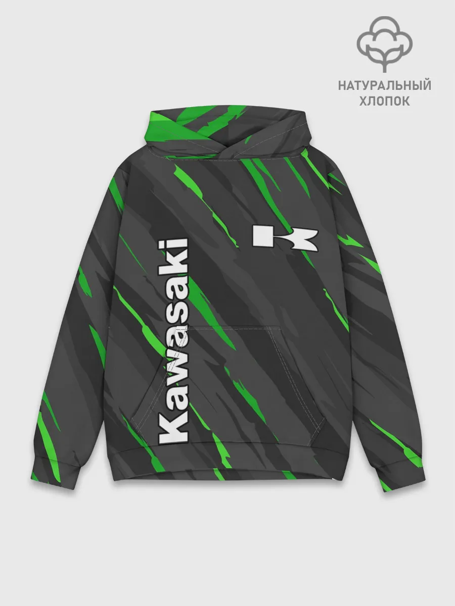Худи мужской база хлопок / KAWASAKI / КАВАСАКИ / SPORT