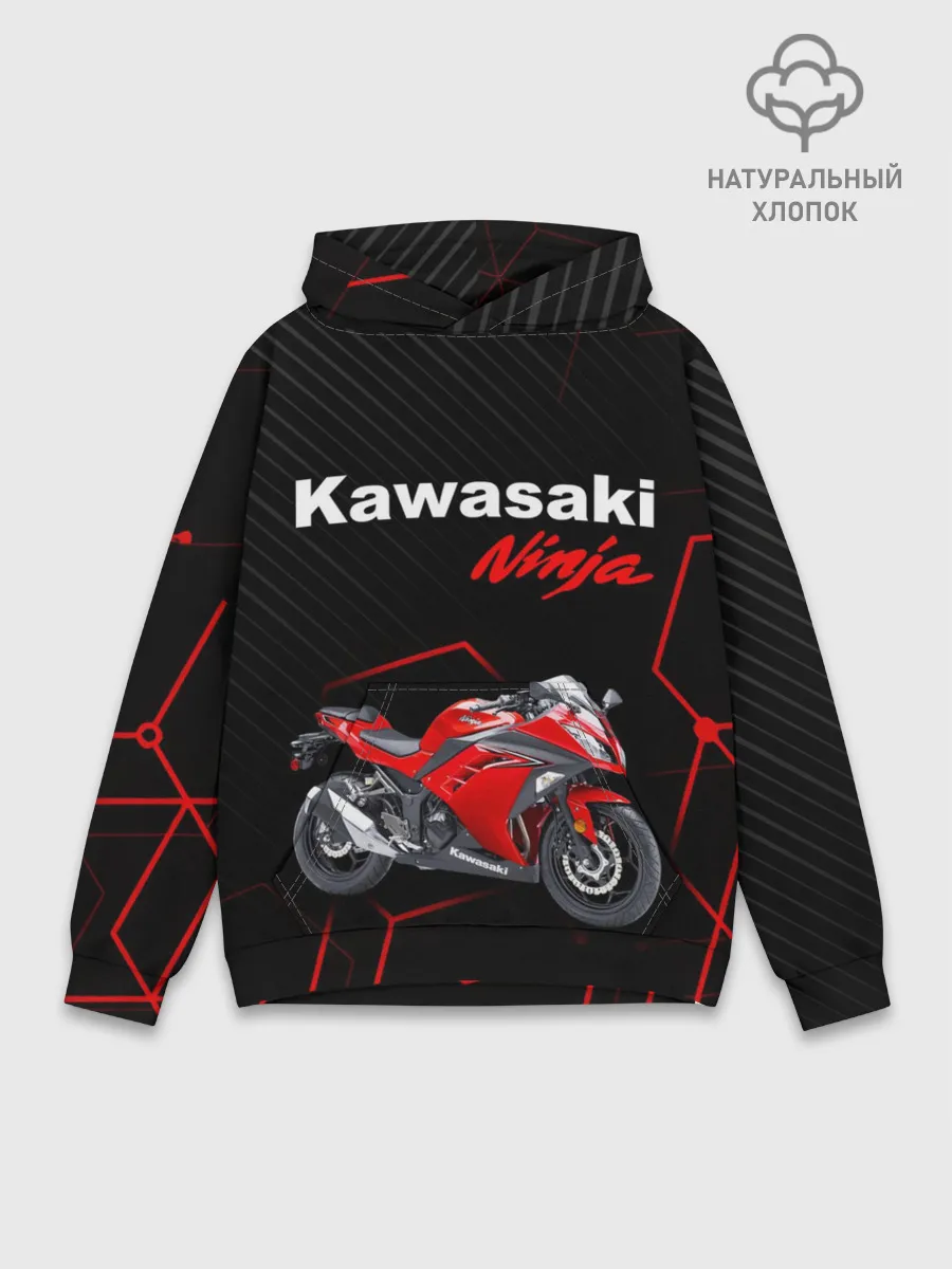 Худи мужской база хлопок / KAWASAKI NINJA / КАВАСАКИ