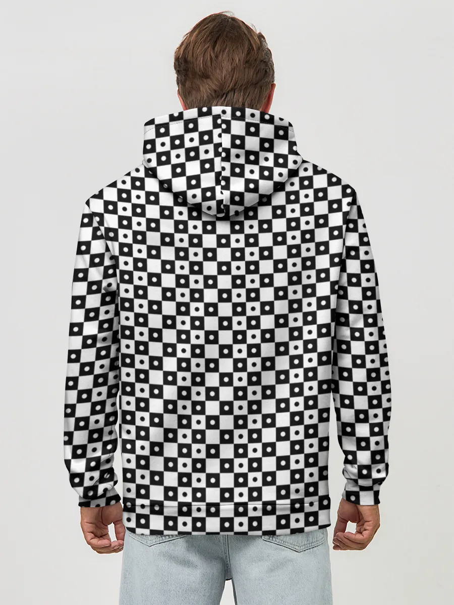 Худи мужской база хлопок / ШАХМАТНАЯ КЛЕТКА В ГОРОШЕК