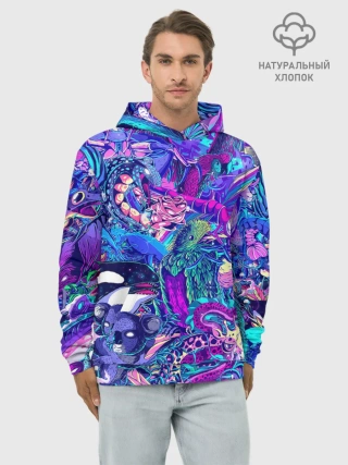Худи мужской база хлопок / Неоновые Звери