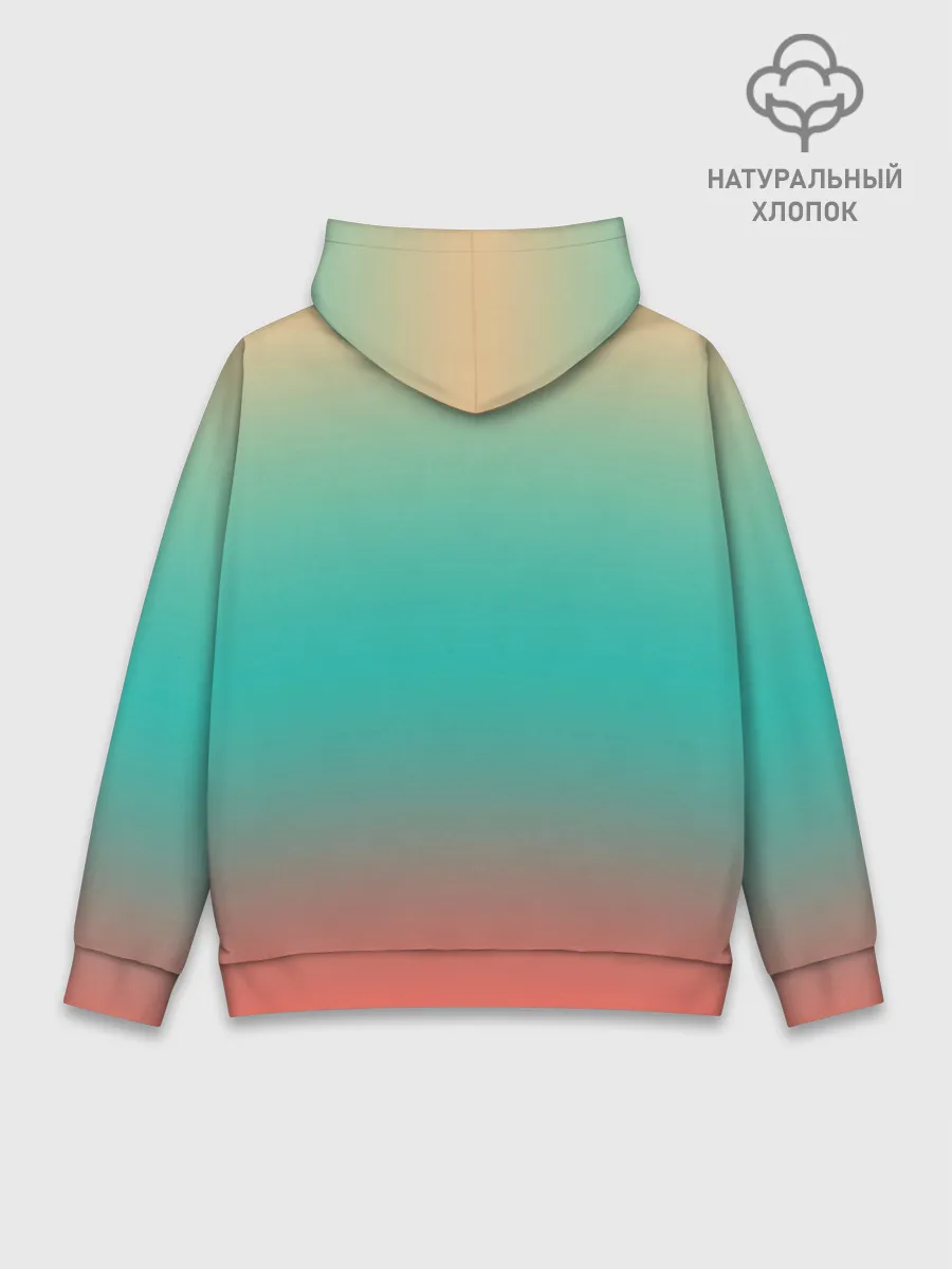 Худи мужской база хлопок / Красно-бирюзовый градиент