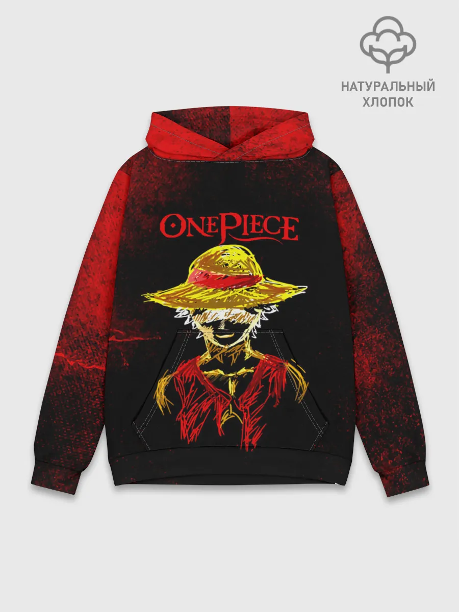 Худи мужской база хлопок / One Piece. Большой куш Луффи