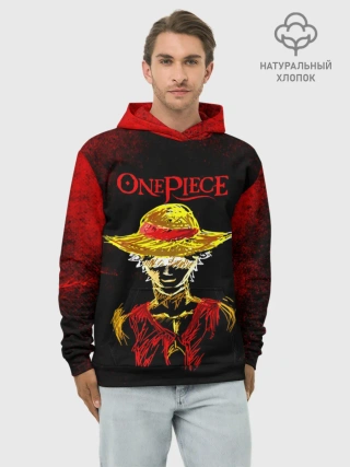Худи мужской база хлопок / One Piece. Большой куш Луффи