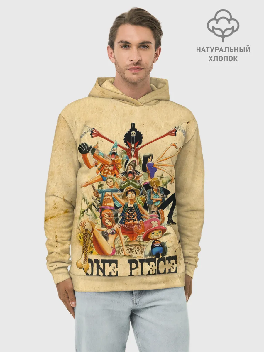 Худи мужской база хлопок / One Piece пираты Соломенной Шляпы