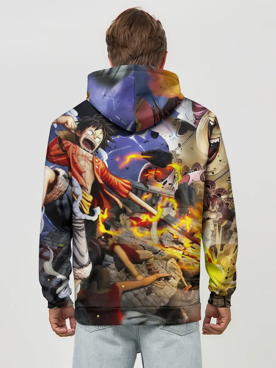 Худи мужской база хлопок / Экшен One Piece. Большой куш