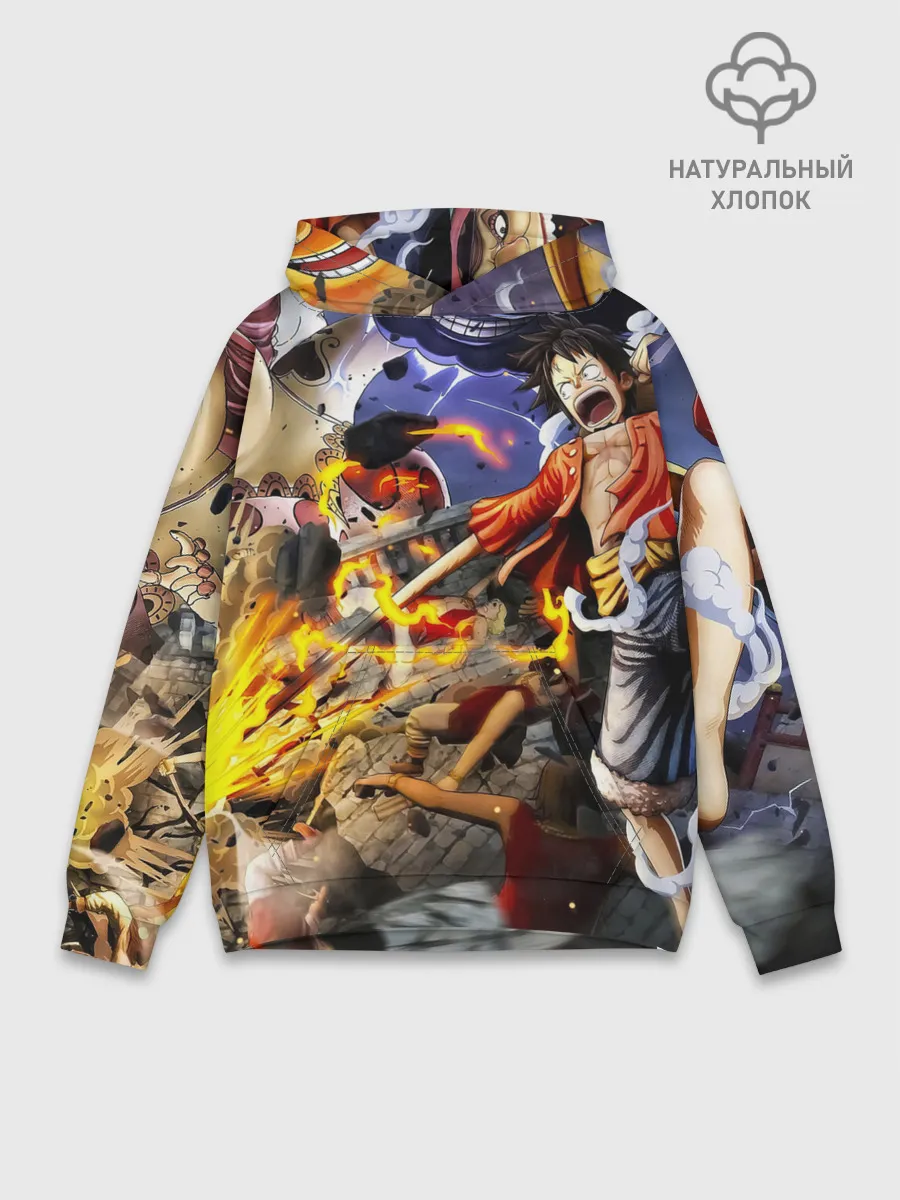 Худи мужской база хлопок / Экшен One Piece. Большой куш
