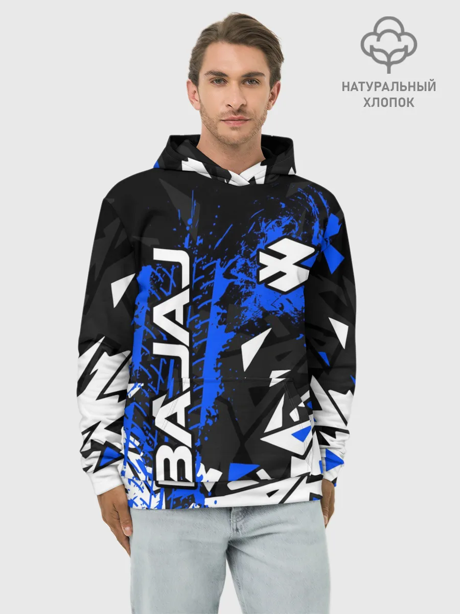 Худи мужской база хлопок / BAJAJ / БАДЖАДЖ / MOTOSPORT