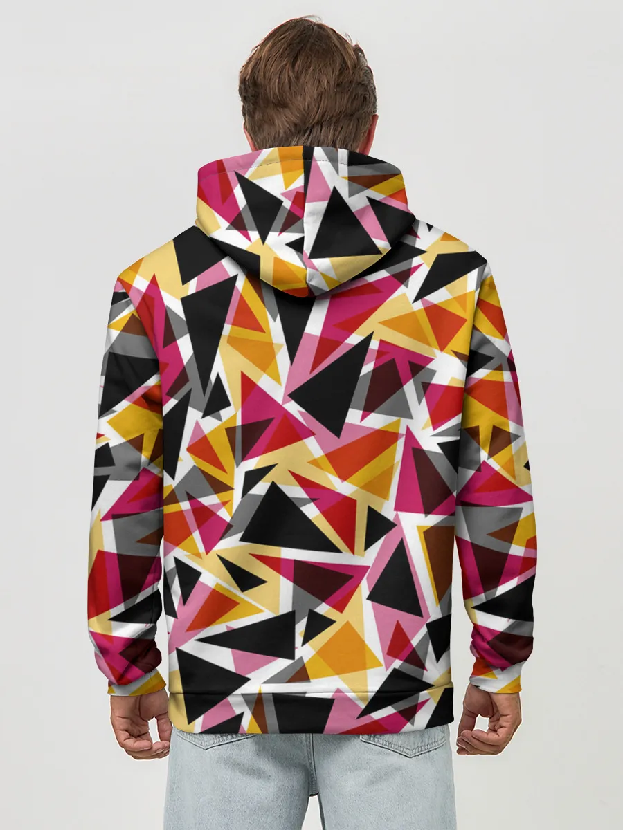 Худи мужской база хлопок / Разноцветные треугольники