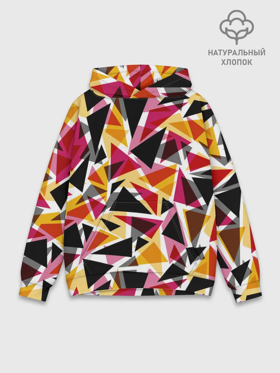 Худи мужской база хлопок / Разноцветные треугольники