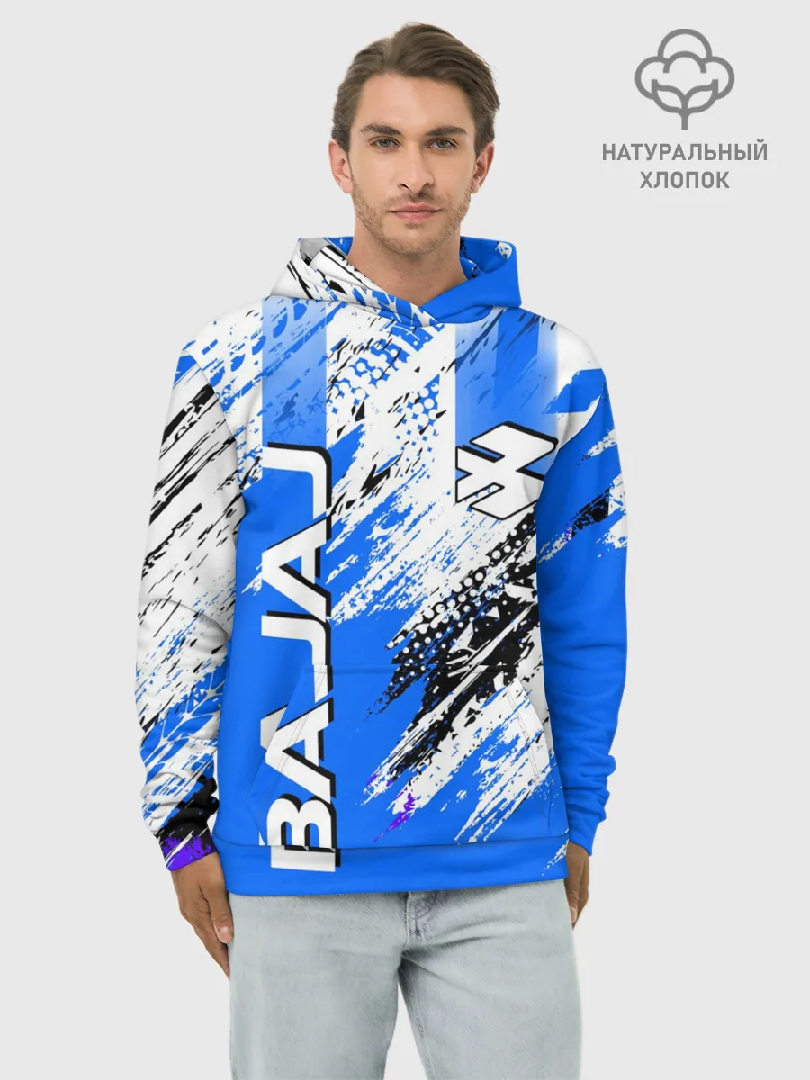 Худи мужской база хлопок / BAJAJ / БАДЖАДЖ / МОТОСПОРТ