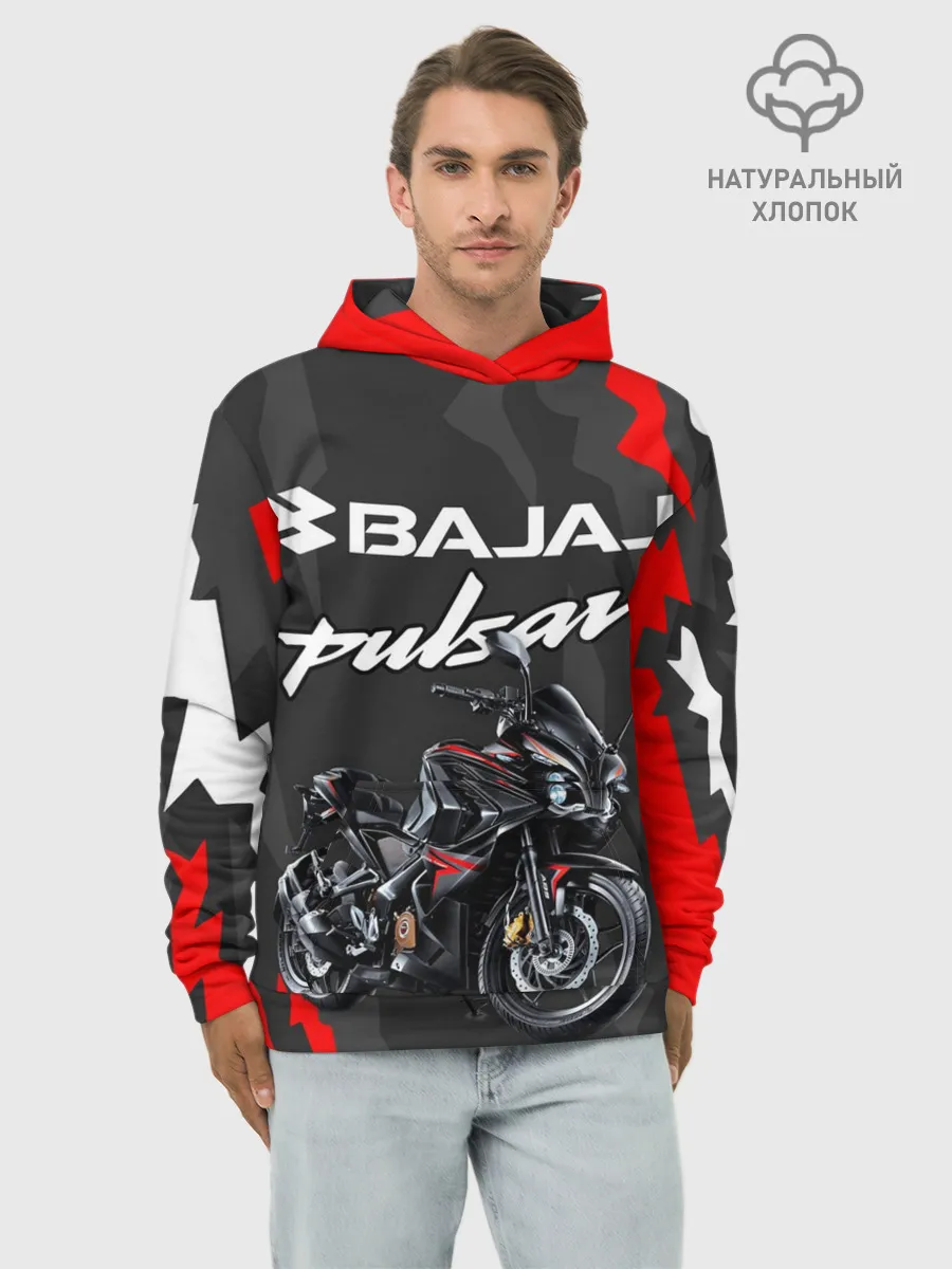 Худи мужской база хлопок / BAJAJ PULSAR / БАДЖАДЖ ПУЛЬСАР