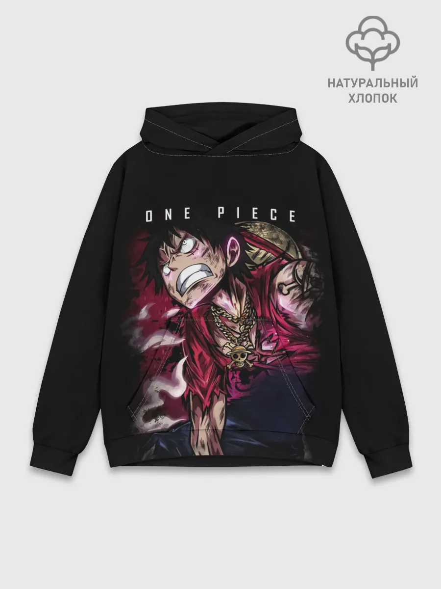 Худи мужской база хлопок / Агрессия Луффи One Piece