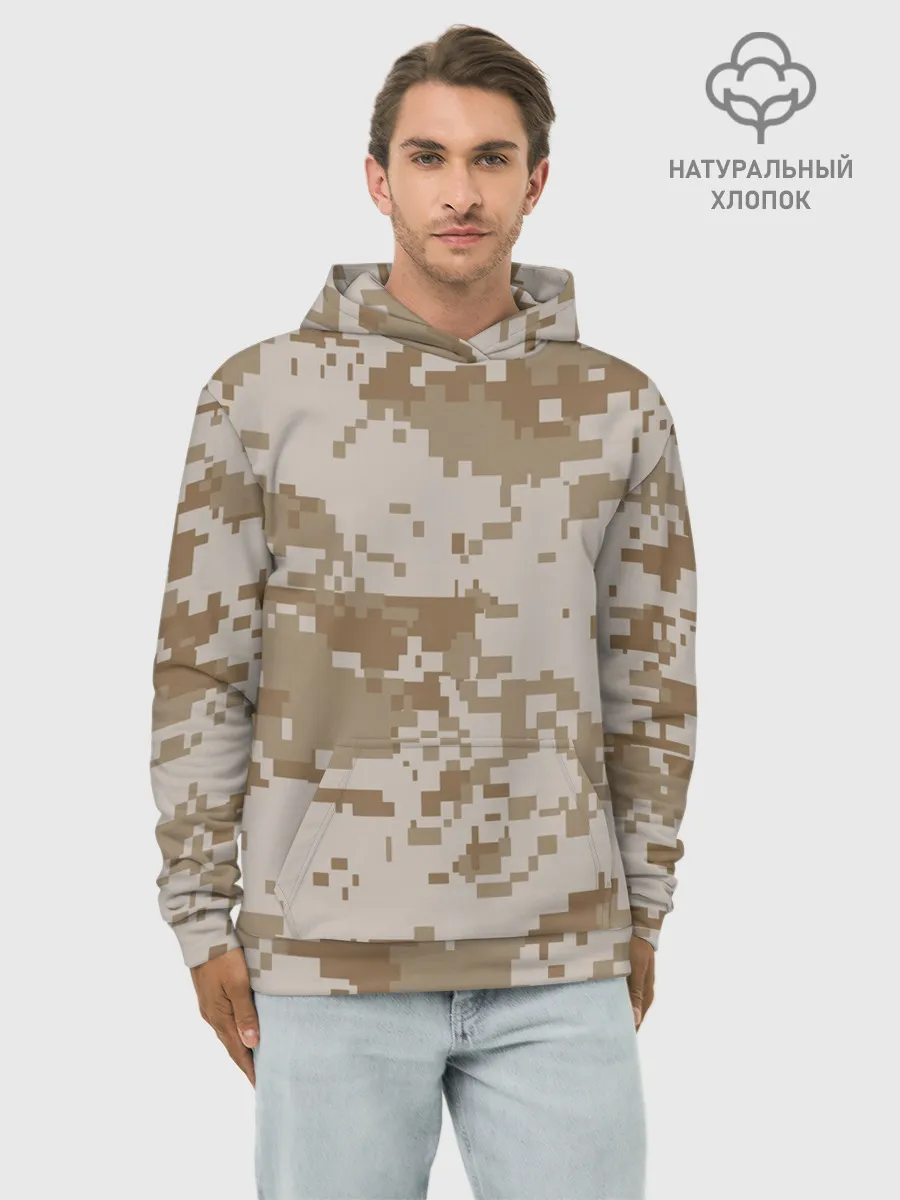 Худи мужской база хлопок / Камуфляжный пиксель