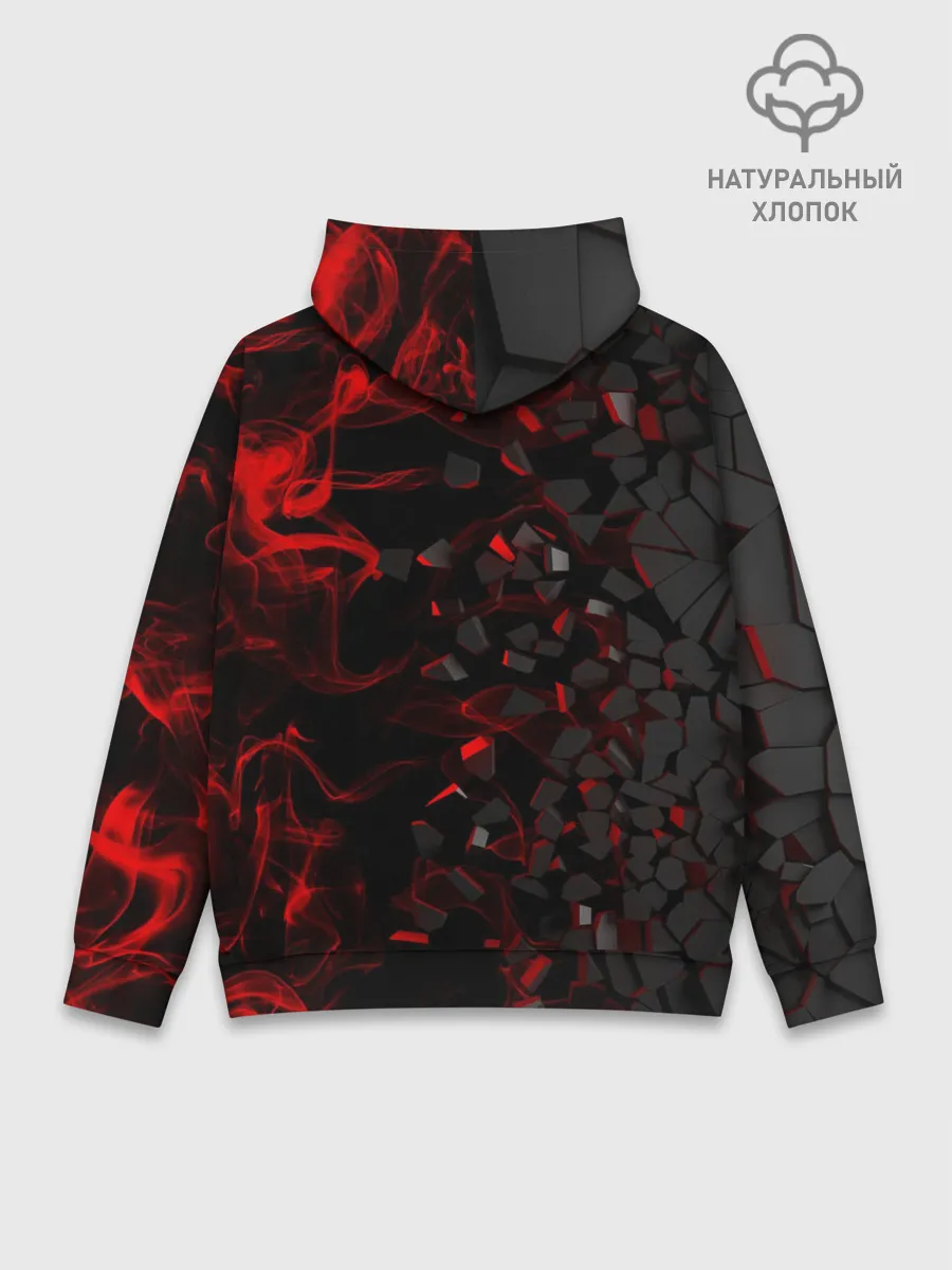 Худи мужской база хлопок / 3Д Разлом | 3D Плиты и огонь