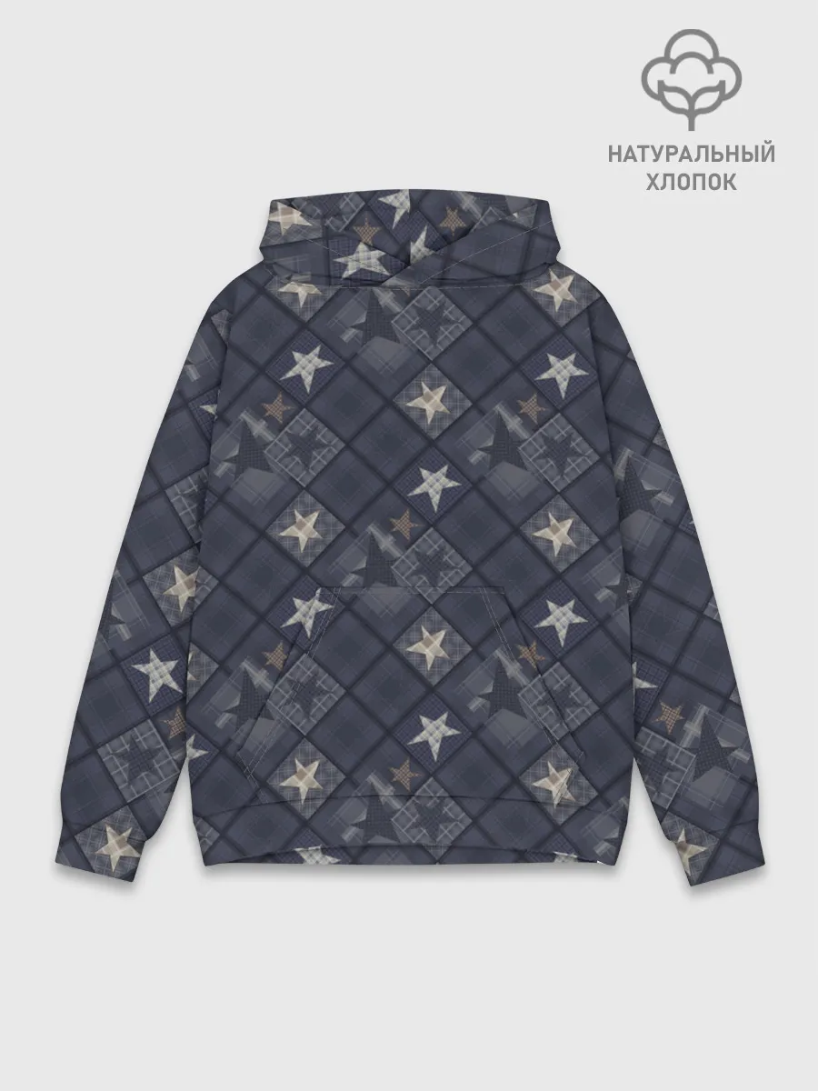 Худи мужской база хлопок / Модное лоскутное шитье