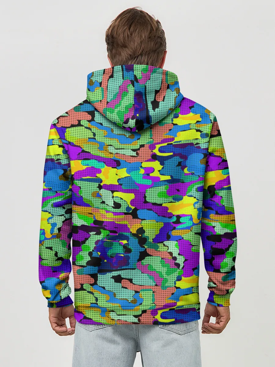 Худи мужской база хлопок / Камуфляж в ярких тонах