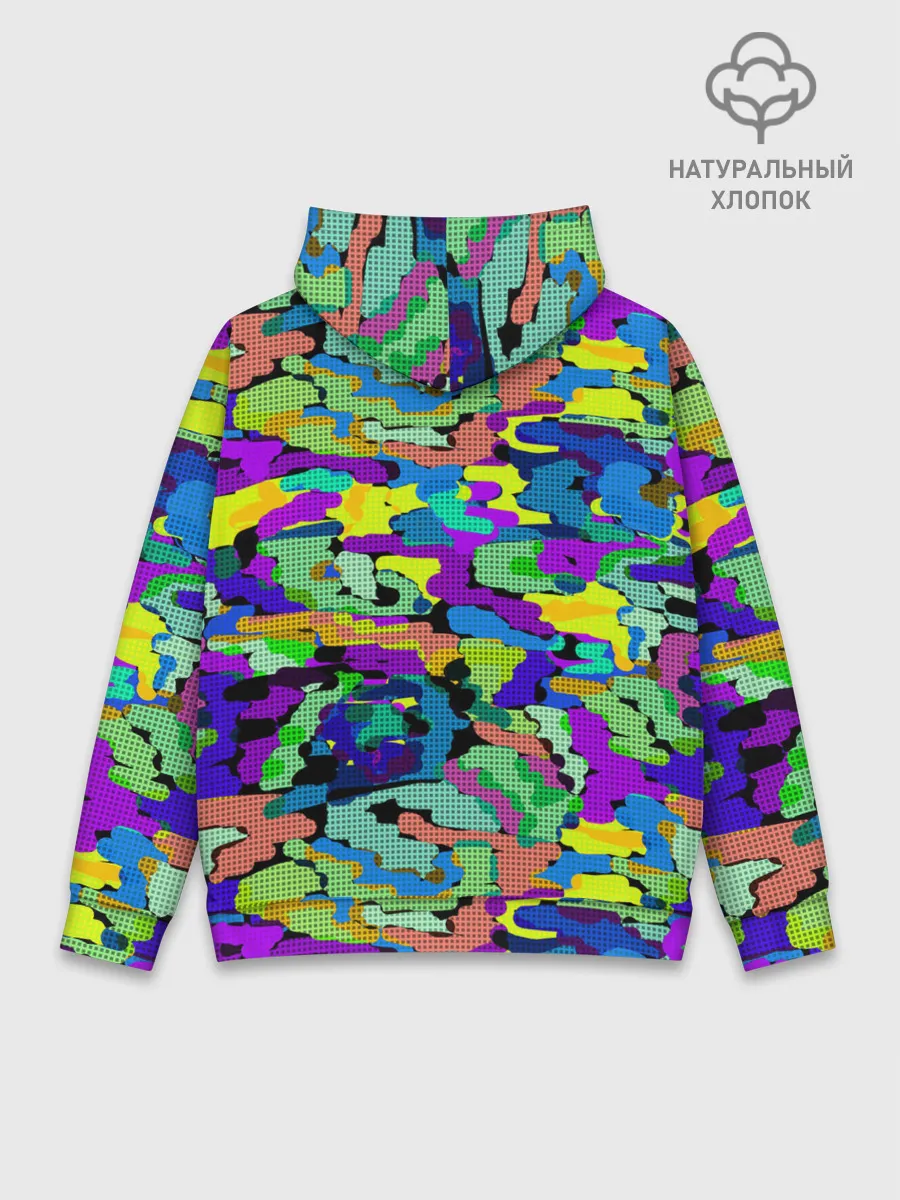 Худи мужской база хлопок / Камуфляж в ярких тонах