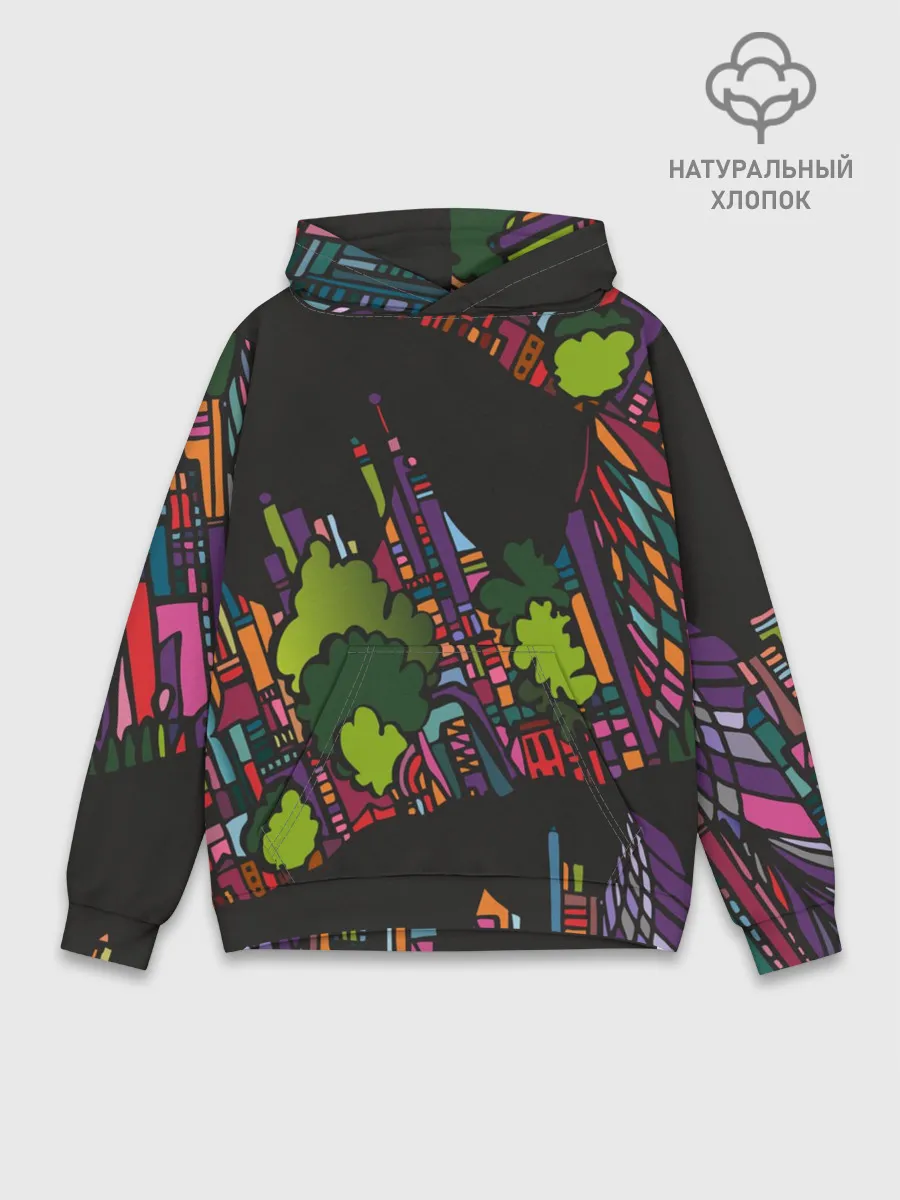 Худи мужской база хлопок / Ночные огни