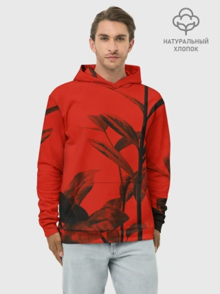 Худи мужской база хлопок / Красное растительное