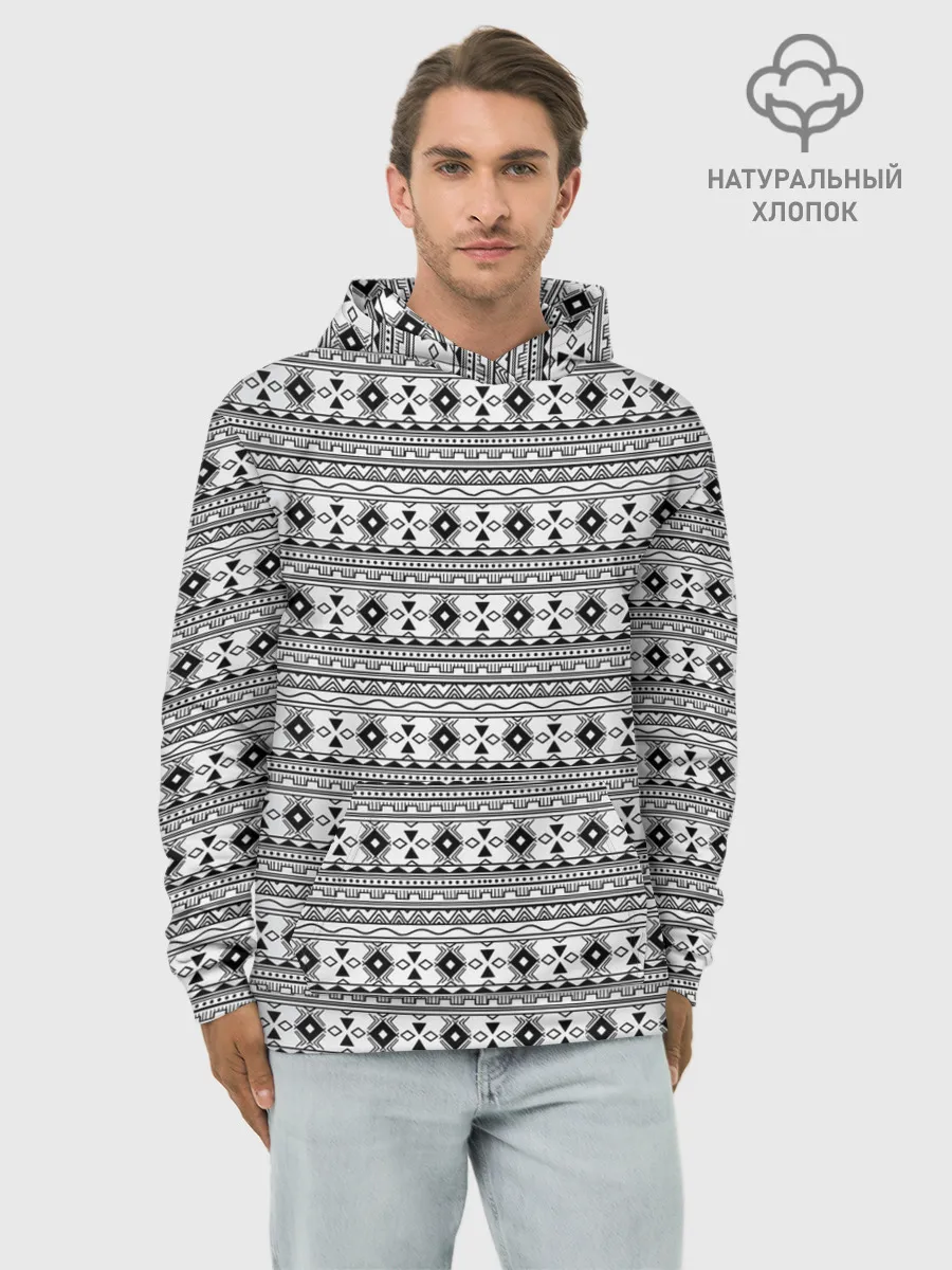 Худи мужской база хлопок / Геометрический узор