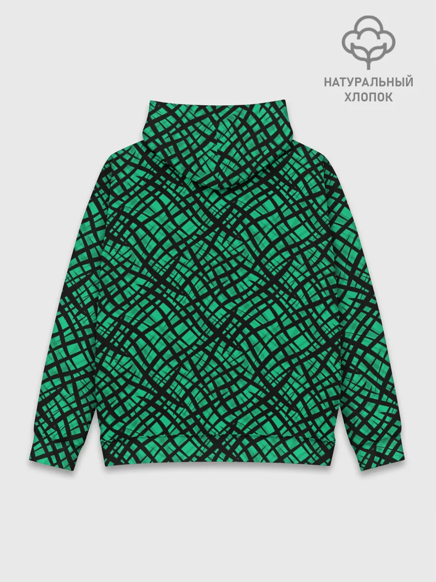 Худи мужской база хлопок / Абстрактный зелено-черный узор