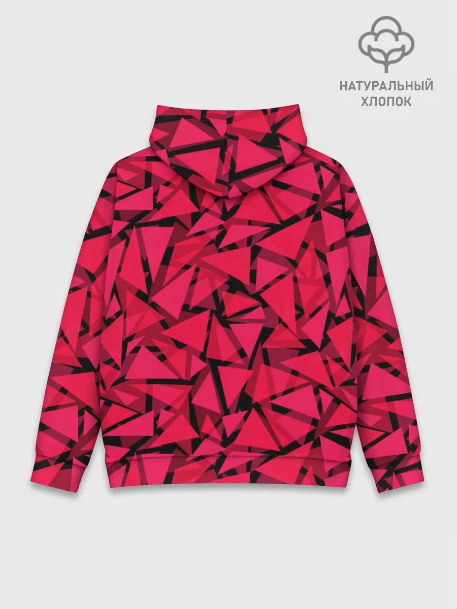 Худи мужской база хлопок / Красно-черный полигональный