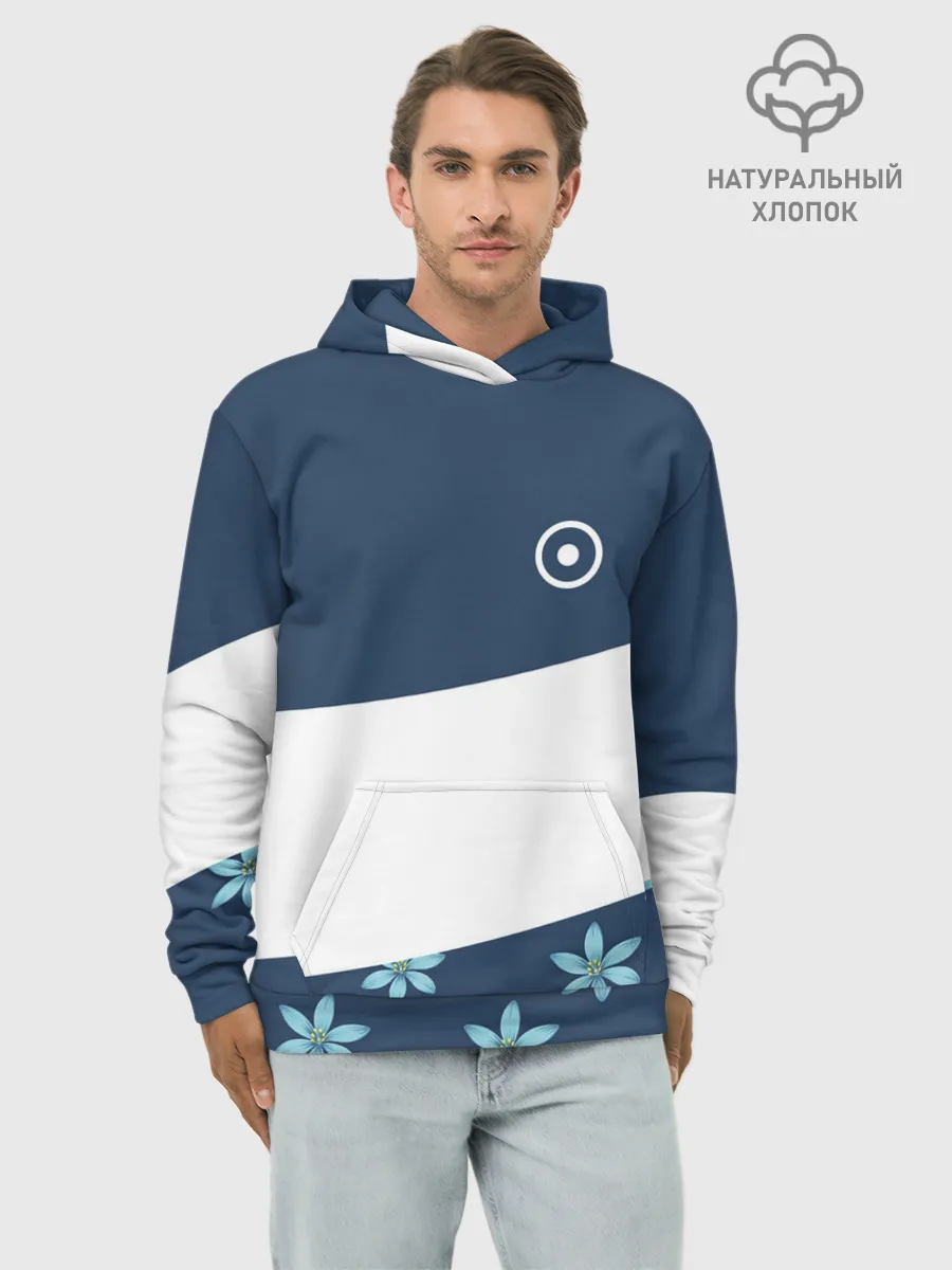 Худи мужской база хлопок / Стильная с цветами