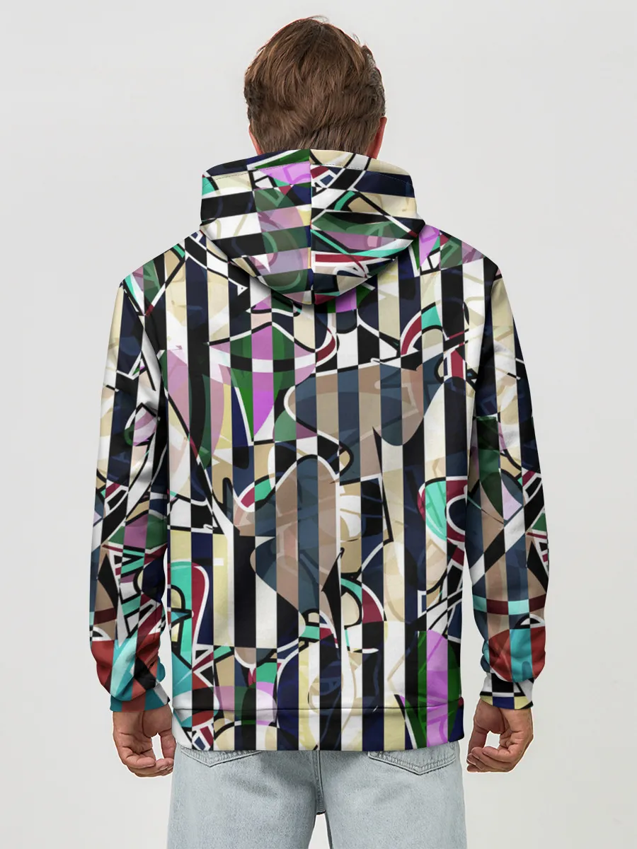 Худи мужской база хлопок / Полосатый абстрактный узор