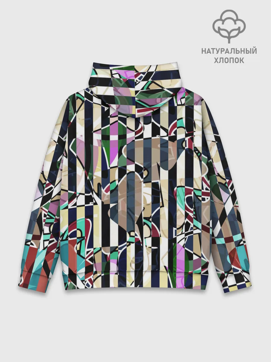 Худи мужской база хлопок / Полосатый абстрактный узор