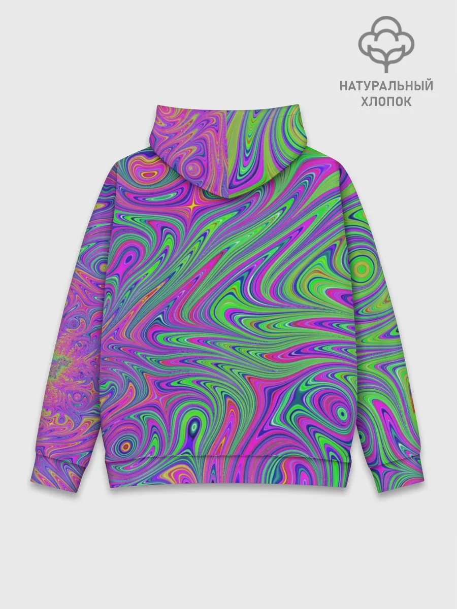 Худи мужской база хлопок / Неоновый абстрактный узор