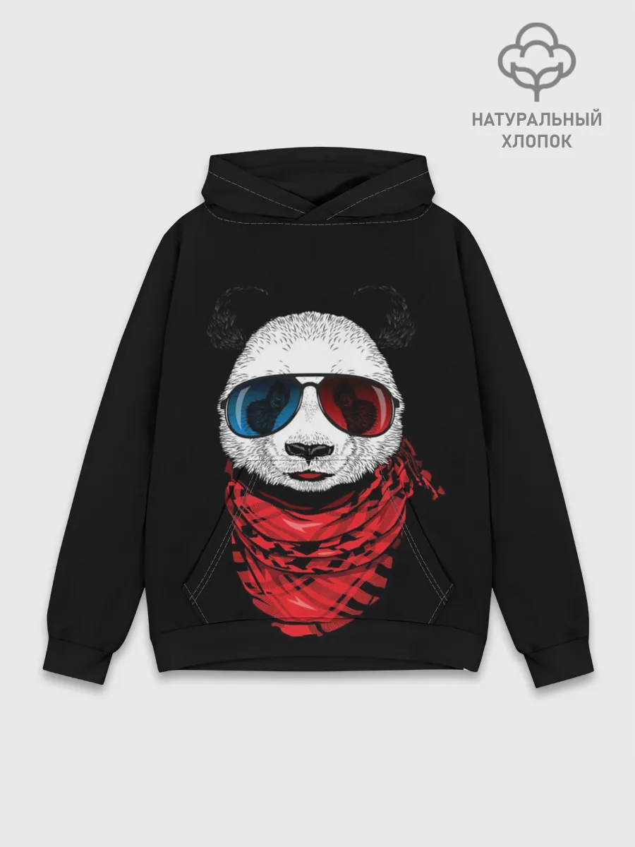 Худи мужской база хлопок / Панда Хипстер в Очках