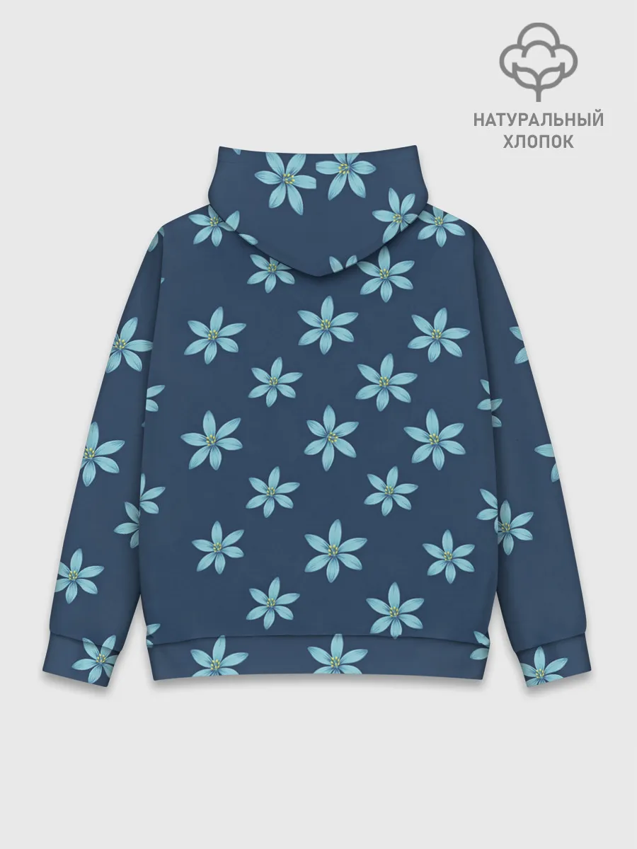 Худи мужской база хлопок / Цветы | Голубые