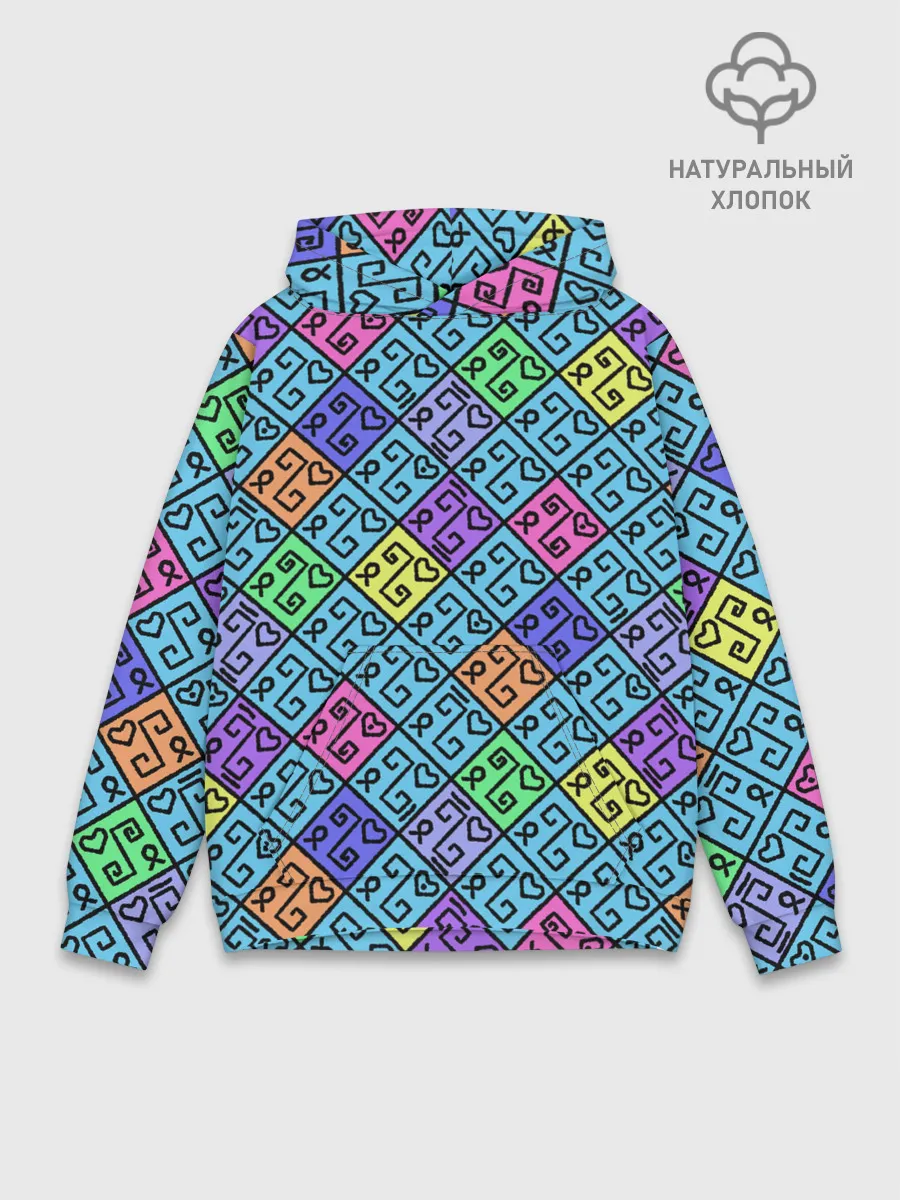 Худи мужской база хлопок / Неоновый яркий абстрактный узо